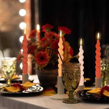 Spiral Taper Candles Twisted Candle Sticks Unscented Handmade Candles Gradient Orange Candlesticks Dinner Wax Candles for Home Decor Wedding Gatherings Relaxation Special Occasions Celebrations