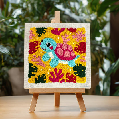 ZuoAnLF Punch Needle Kit with Hoop for Beginners, DIY Handmade Punch Needle Set with Yarn and Pattern Fabric, Relaxing Craft Activity for Adults and Teens, Home Décor & Gift Idea (Turtle)
