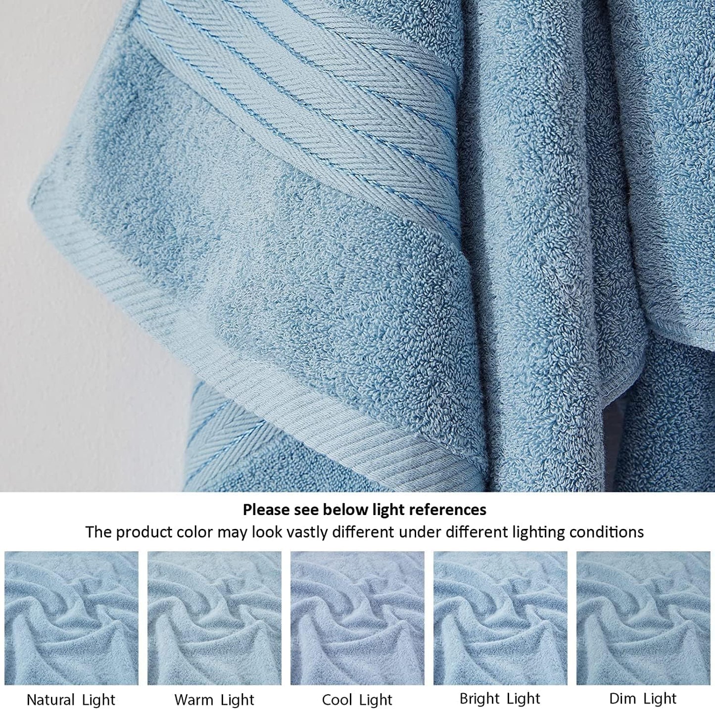 COZYART 35x70 650GSM Light Blue Oversized Bath Sheet for Bathroom Cotton Body Shower Towel Soft Absorbent Durable Extra