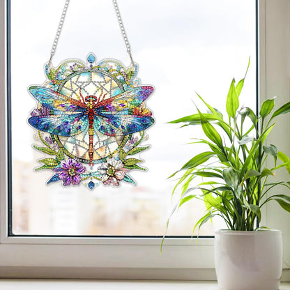 NAIMOER DIY Hanging Diamond Art Kits for Adults, Dragonfly Diamond Painting Kits, Special Shaped Rhinestone, Acrylic 5D Gem Art Craft Window Pendants Home Garden Wall Hanging Ornament Kits