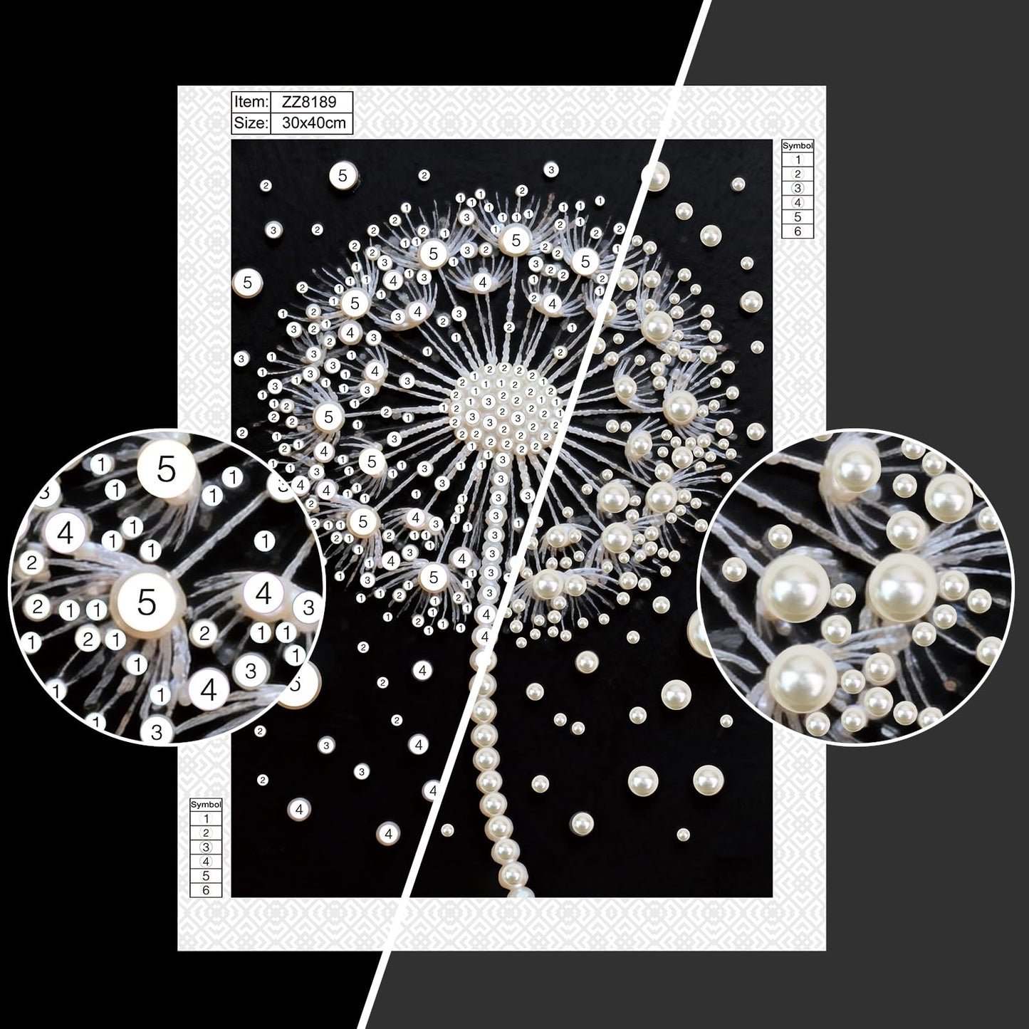 Stalente Pearl Diamond Painting Kits for Adults Dandelion, 5D Special Shape Diamond Art Kits for Beginners, Crystal Rhinestones Diamond Painting for Home Wall Decoration Gift 12×16inch, Flower