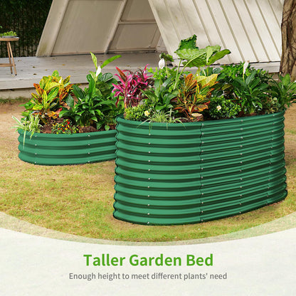 Land Guard 8x4x3ft Oval Galvanized Raised Garden Beds, Large-Capacity Metal Planter Box Outdoor, Durable Deep Raised Garden Bed 3ft Tall, Raised Beds for Gardening Vegetables, Forest Green
