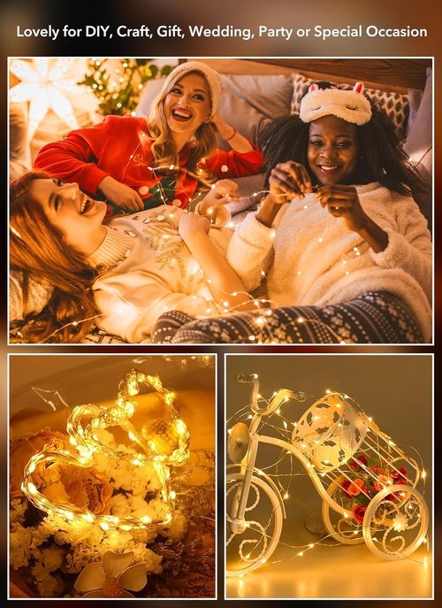 Brightown 24 Pack Fairy Lights | Battery Operated 7 ft Mini String Lights - Waterproof Silver Wire for DIY Crafts & Decor