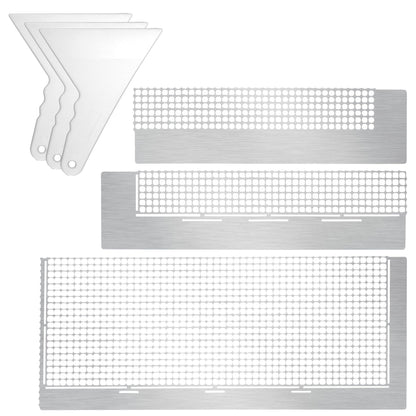 3Pcs Diamond Art Ruler Stainless Steel Pasted Drawing Ruler Set with Fix Tools – 5D Mesh Blank Grids 240/520/1020 for Full Drill or Partial Drills DIY Art Crafts Painting Kits Round Dot Alignment Tool