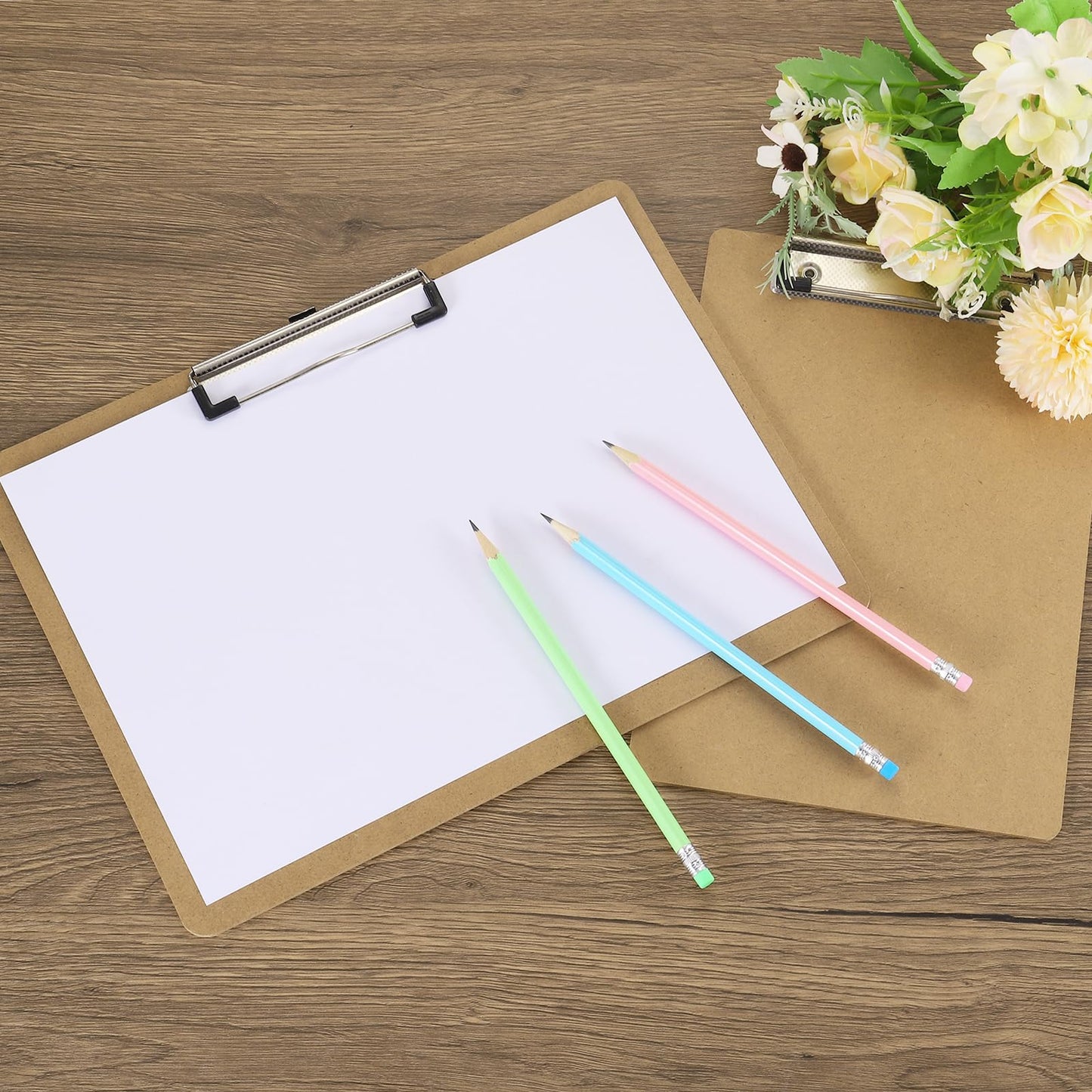 PATIKIL 8.9 x 12.4" Horizontal Clipboard, 3 Pcs Extra Large Landscape Layout Hardboard with Low Profile Clip, Paper Legal Size Board for Lap, Drawing, Sketching, Office,Brown