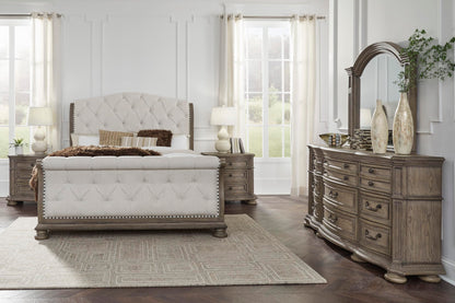 Signature Design by Ashley Ardenfield Traditional Nine-Drawer Dresser with Dovetail Construction, Top Drawers Felt Lined, Metal Hardware, Wood, Light Brown