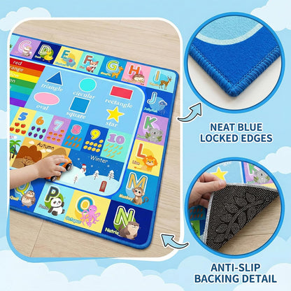 2.5x4 Kids Rug for Playroom Bedroom, Feet Educational ABC Area Rug for Classroom Nursery, Non-Slip Alphabet Learning