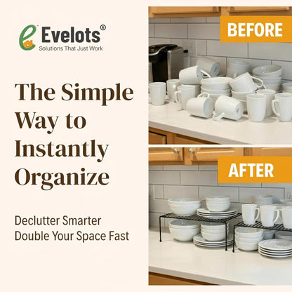 4 Pack Counter Evelots Kitchen Cabinet Wire Shelf Organizer/Rack - Sturdy Metal Shelf Risers - Double Your Space