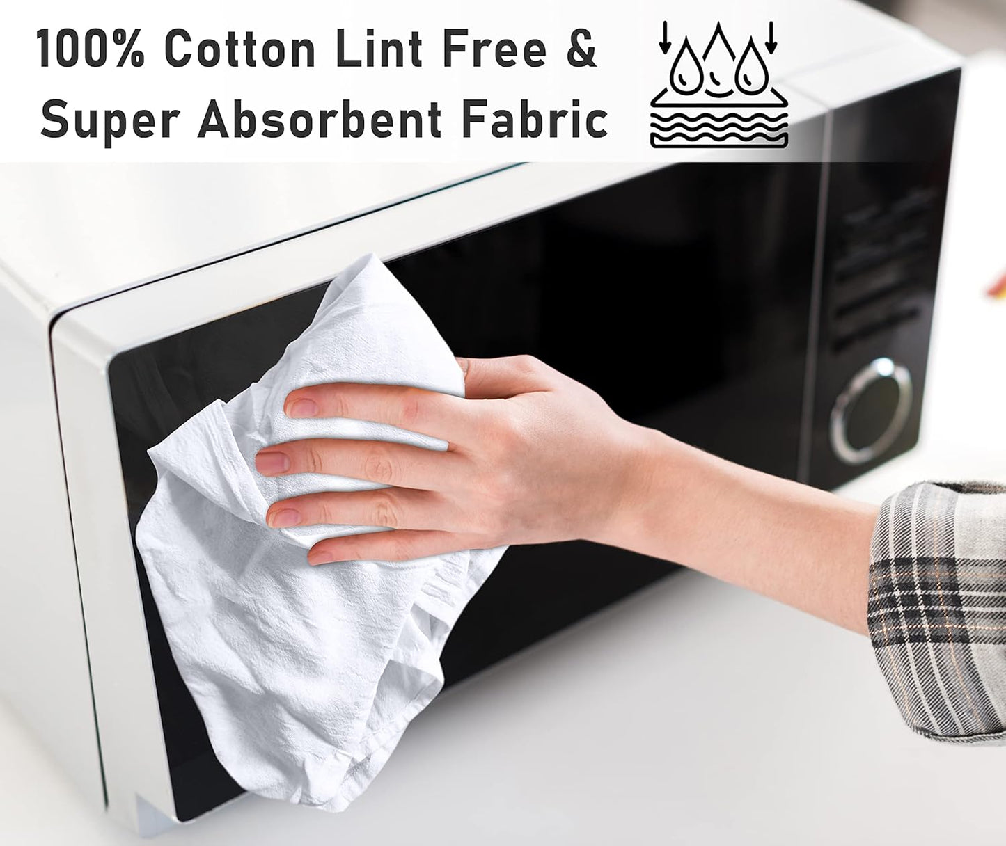 24 Pack 28x28 Inch, 100% RUVANTI Flour Sack Towels Cotton Tea Towel, Reusable, Machine Washable, Absorbent BarTowels