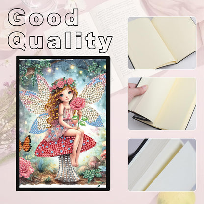 JZHYOAN 2Pcs Diamond Painting Notebook for Adults, Butterfly Fairy DIY Art Special Pattern Diamond Journals Sketchbook, Drawing Painting Notebook Gifts for Adult, Woman, Man Pink