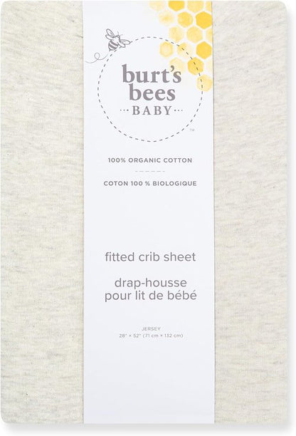 Burt's Bees Baby Organic Cotton Fitted Crib Sheet - Breathable for Standard Crib & Toddler Mattresses