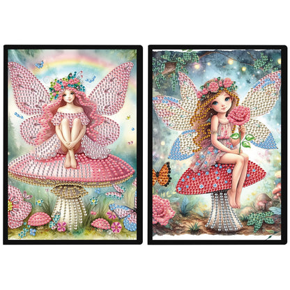 JZHYOAN 2Pcs Diamond Painting Notebook for Adults, Butterfly Fairy DIY Art Special Pattern Diamond Journals Sketchbook, Drawing Painting Notebook Gifts for Adult, Woman, Man Pink
