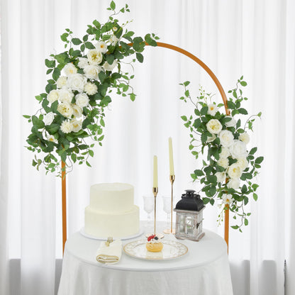 WEDFLOR Arch Flower Kit of 2 - Artificial Floral Swag for Wedding Welcome Sign, Reception Ceremony Signs, Chair Decor (White)