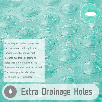 Yimobra Shower Stall Mat Non Slip, 21x21 Inch Soft Square Bath Mat with Suction Cups and Drain Holes