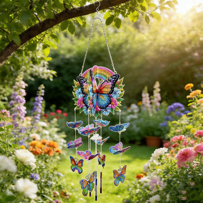 Xylzzuit Diamond Art Painting Wind Chimes Rhinestone Butterfly Diamond Art Suncatcher Double Sided Hanging Pendant DIY Craft for Adults Wall Window Ornament Home Decor (Butterfly01)