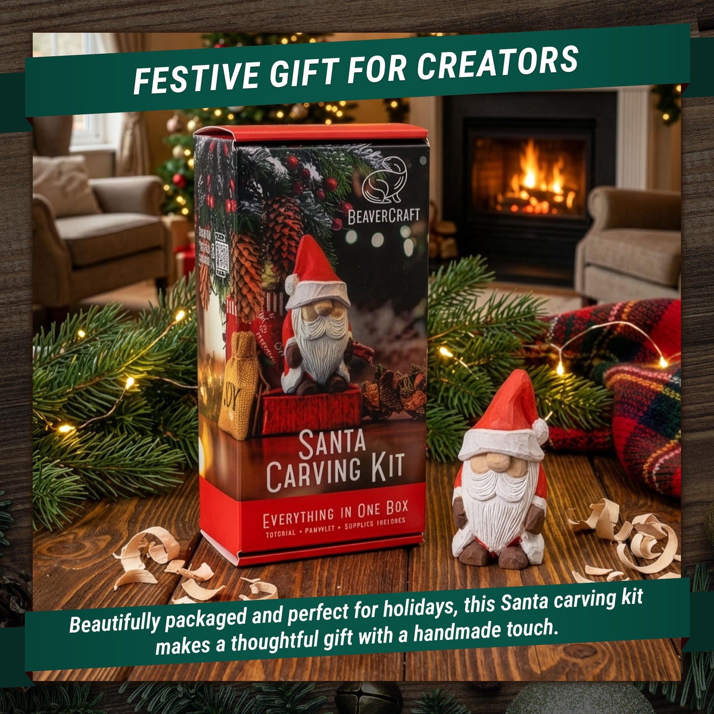 BeaverCraft DIY06 Santa Whittling Kit – Wood Carving Kit for Beginners – Wood Carving Tools Set, Diy Crafts for Adults – Woodworking Kits for Kids&Teens – Hobby Kits for Adults, Woodworking Gifts