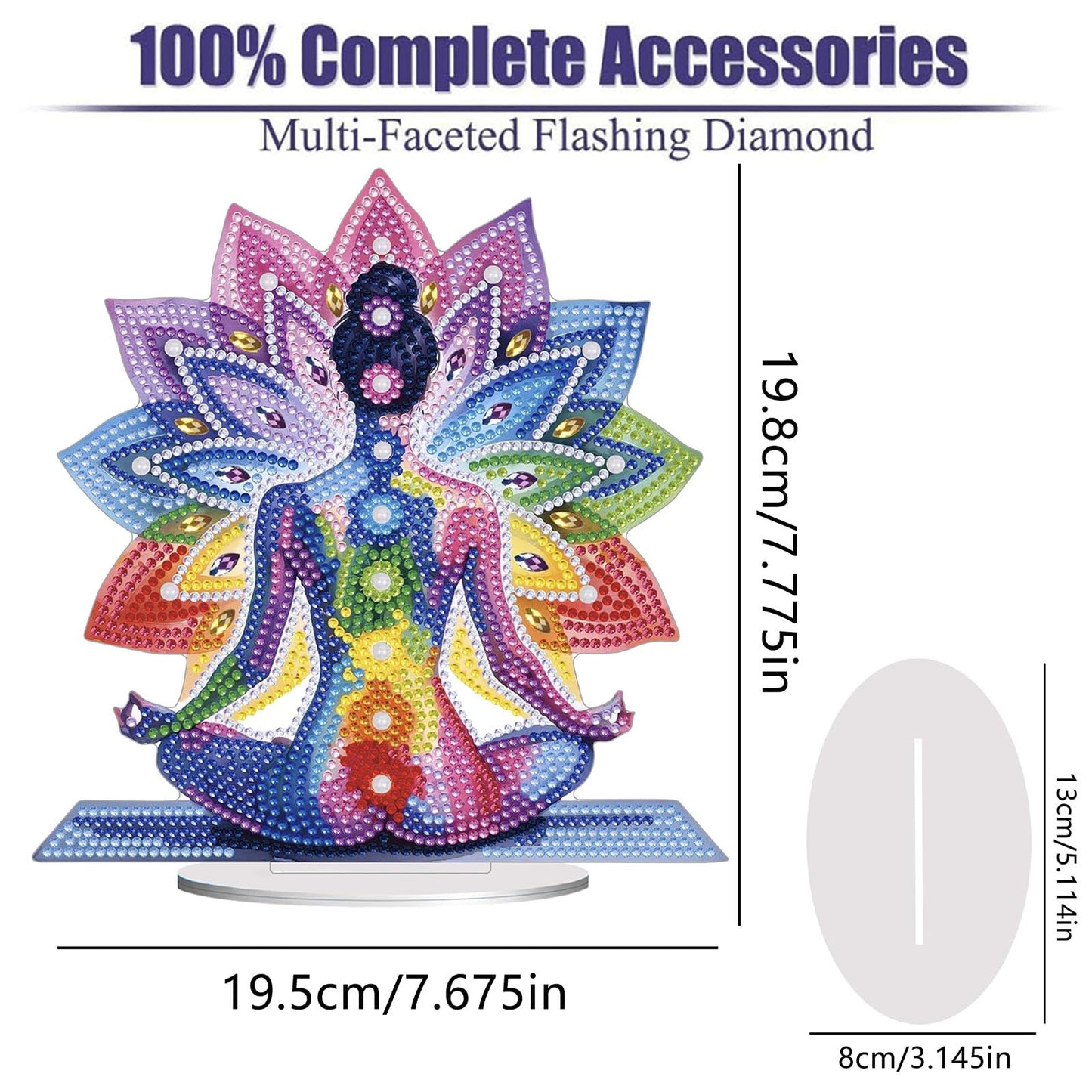 Diamond Painting Kits for Adults Beginners, 5D Full Drill Yoga Crystal Art Desktop Ornament, DIY Single Sided Home Office Desk Decor, Creative Craft Gift Set with Tools