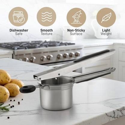 15oz Bellemain Large Potato Ricer Heavy Duty Stainless Steel Potato Masher for Smooth Mashed Potatoes, Baby Food
