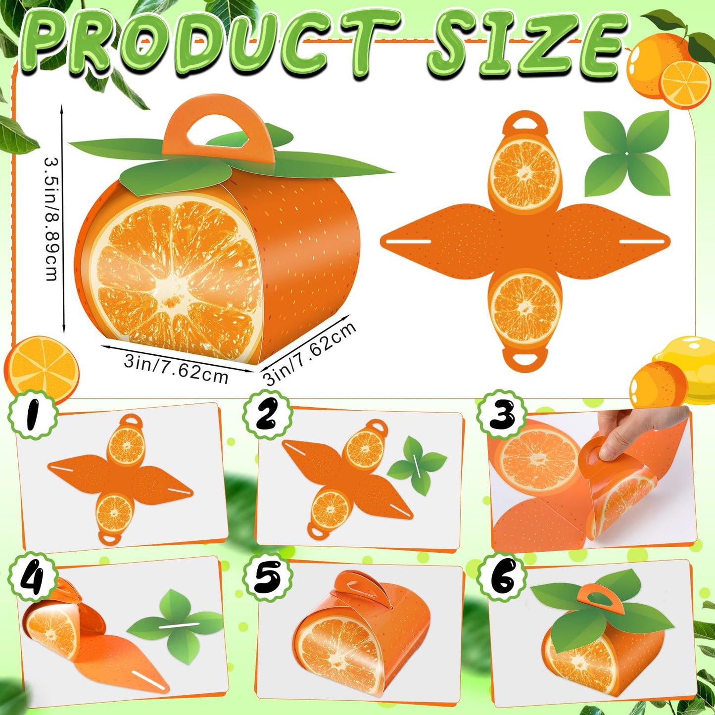 TaoBary 36 Pieces Orange Fruit Party Favor Boxes Summer Citrus Orange Slice Candy Treat Box 3D Mini Goodie Gift Bags Party Decorations Supplies for Summer Fruit Themed Birthday Baby Shower