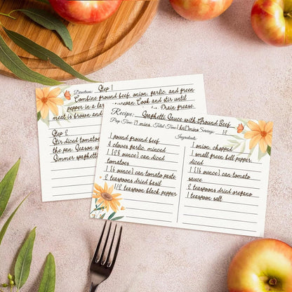Premium Double-Sided Recipe Cards 4x6, Set of 60 (Daisy) for Wedding, Bridal Shower, Housewarming