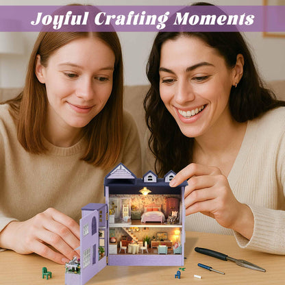 Flever Dollhouse Miniature DIY House Kit Creative Room with Furniture for Romantic Valentine's Gift (Happy House)