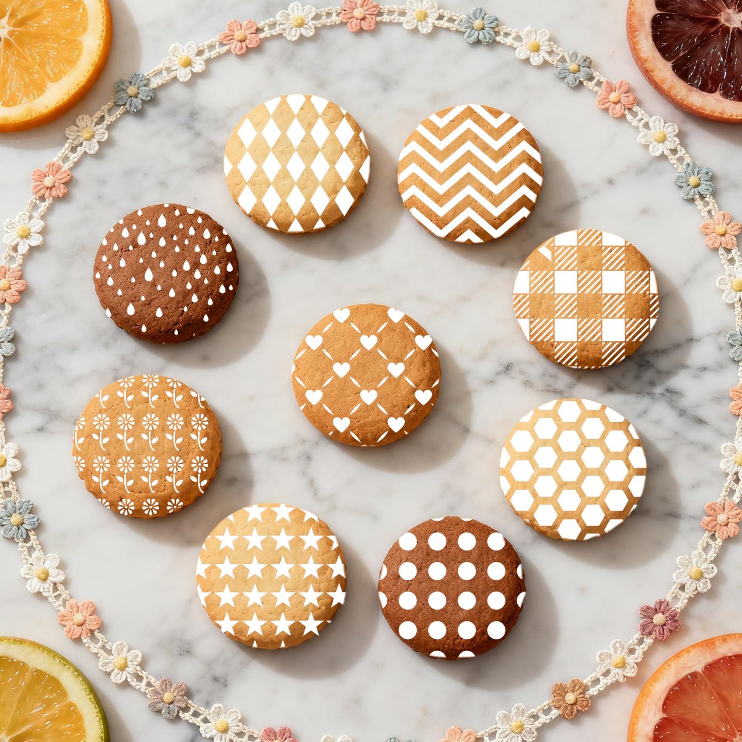 25 Pcs Cookie Stencils for Royal Icing Line Pattern Heart Dot Stars Baking Stencils for Sugar Cookie Decorating Baking Cake DIY and Craft Painting, 6x6 Inch