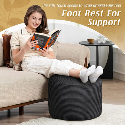 AS AWESLING Plush Round Ottoman Foot Rest - Dual Size Comfort for Living Room