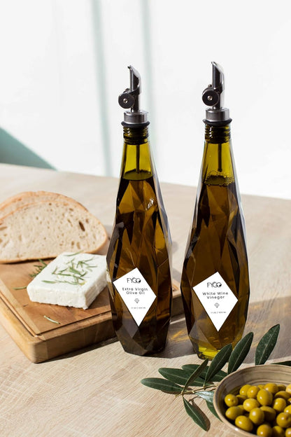 FYGO Set 500ml Set 2 Diamond Lux Olive Oil Bottle Dispenser - Olive Oil Container- Oil and Vinegar Dispenser