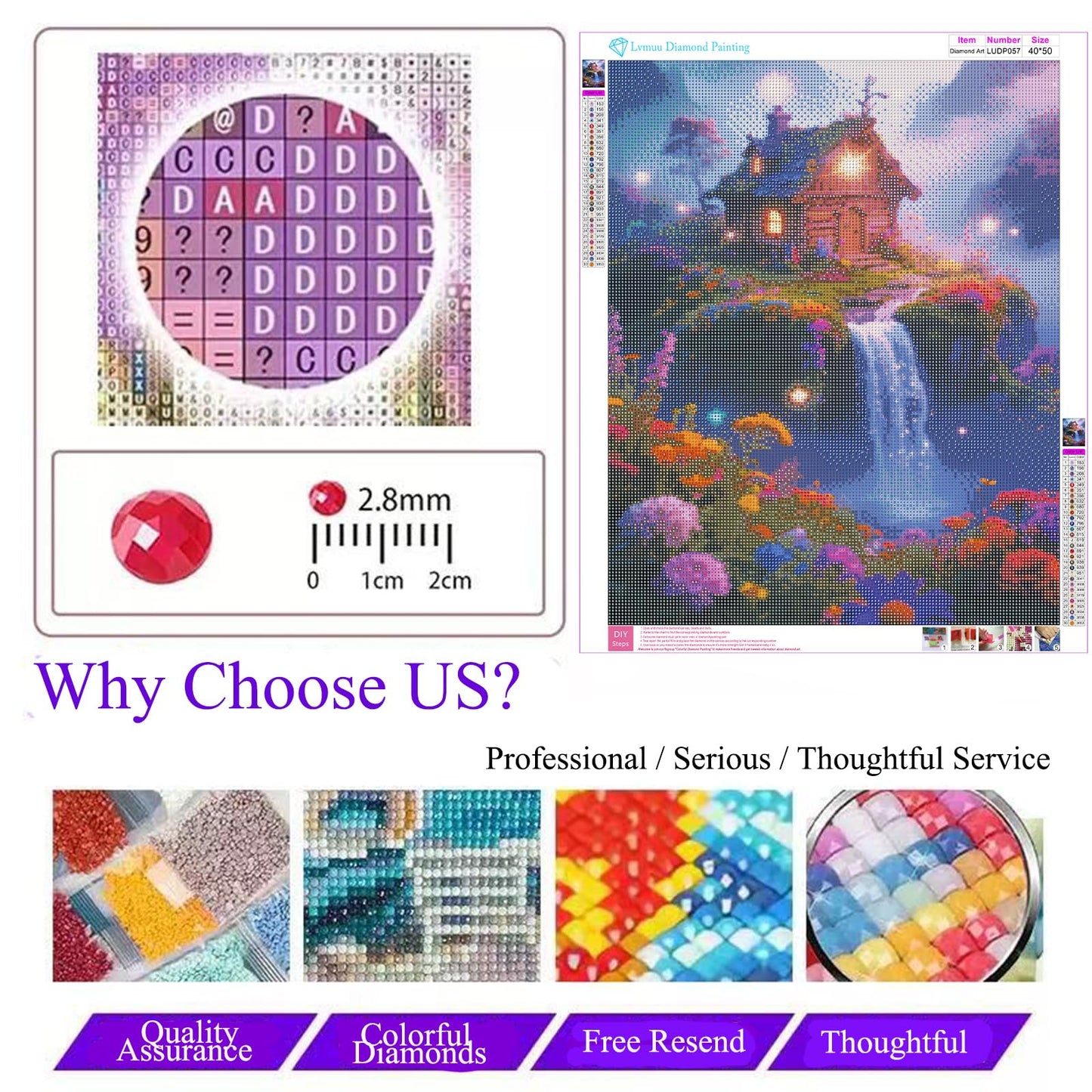 Lvmuu Large Landscape Scenery Diamond Art Kits for Adults Beginners, 5D DIY Full Round Drill Floral Waterfall Diamonds Art Kits Paint By Number Gem Art Craft Home Wall Decoration 40x50cm