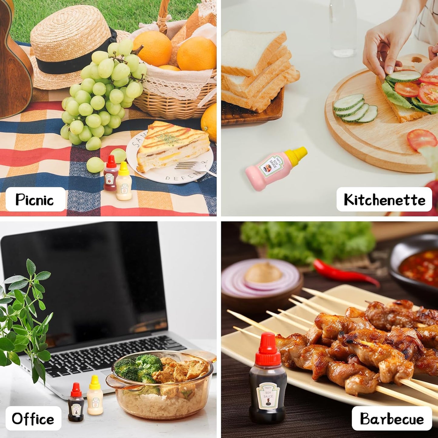 16 25ml PCS Mini Ketchup Bottles, Condiment Squeeze Bottle, Plastic Containers for Sauces, Portable Small Squeeze