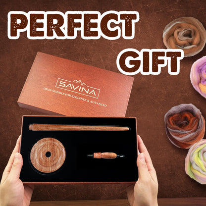 Savina Wooden Hardwood Drop Spindle Top Whorl Yarn Spinner Wheel for Beginners & Advanced,Hand Spinning, Spin Roving into Yarn - Ideal for Sewing Projects