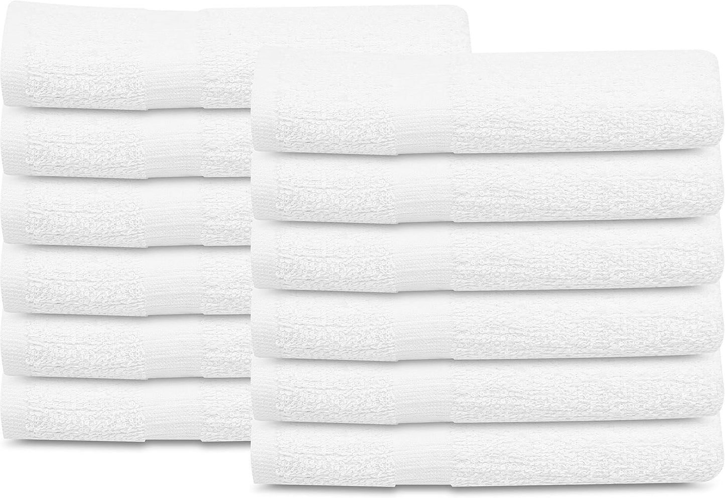 12 (20x40 Inches) GOLD TEXTILES Pcs New White Cotton Blend Terry Bath Towels Salon/Gym Towels Light Weight Fast Drying