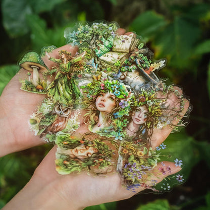 MiyouLuna 180Pcs Forest Witch PET Stickers, Magic Scrapbook Ephemera for Journaling Craft Supplies and Junk Journal
