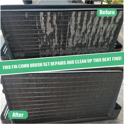 CHENGU 4 Pieces Air Conditioner Fin Cleaner Set - Stainless Steel Condenser Fin Comb & Coil Cleaning Brush