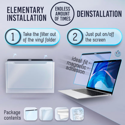 VINTEZ Magnetic Blue Light Screen Protector Compatible With MacBook Air 13" 2018, 2019, 2020, 2021, M1 Anti Blue Light Blocking Filter for Laptop