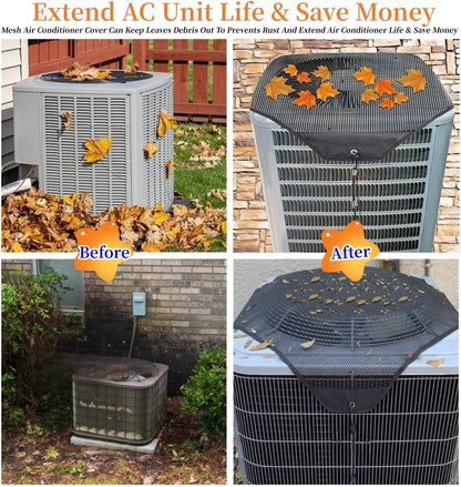 Durable Central Air Conditioner Cover for Outside Units 32 x 32, Leaf Guard Mesh AC Cover Defender Outdoor (32" x 32")