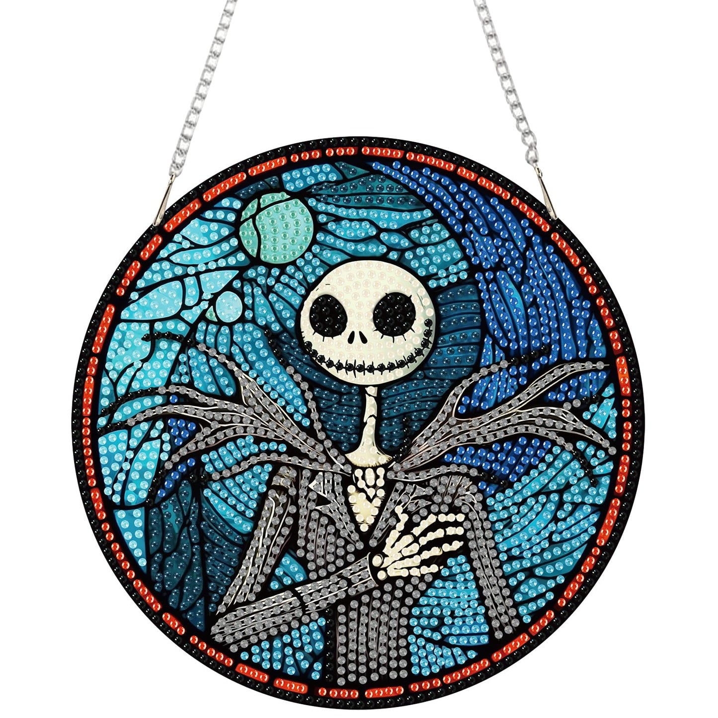 DIY Diamond Art Hanging Kit for Adult,Halloween Jack Acrylic Diamond Art Painting Window Pendants Home Garden Wall Hanging Kits Hanging Ornament Festival Gift