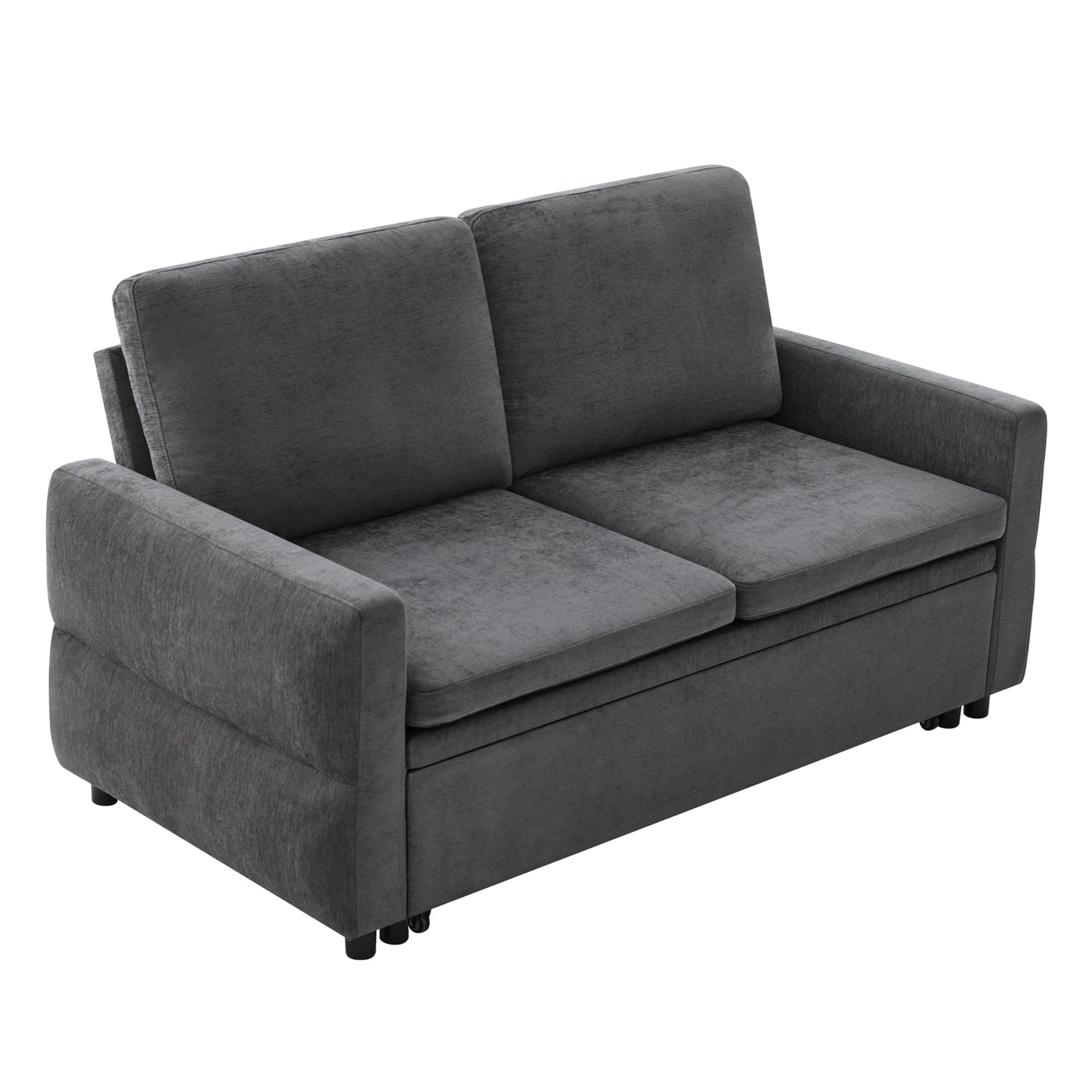 Convertible Sofa Bed Loveseat with Adjustable Backrest, Chenille Sleeper Couch with USB Ports, 3 Position Reclining Sofa Bed for Small Spaces Apartment Guest Room, Modern Compact Furniture, Grey