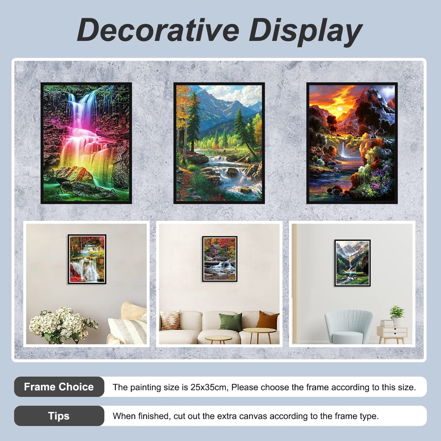Stalente Diamond Painting Kits for Adults, 10 Pack 5D Diamond Art Kits for Beginners Round Full Drill Diamond Painting for Home Wall Decoration Gift 12×16inch, Landscape Waterfall