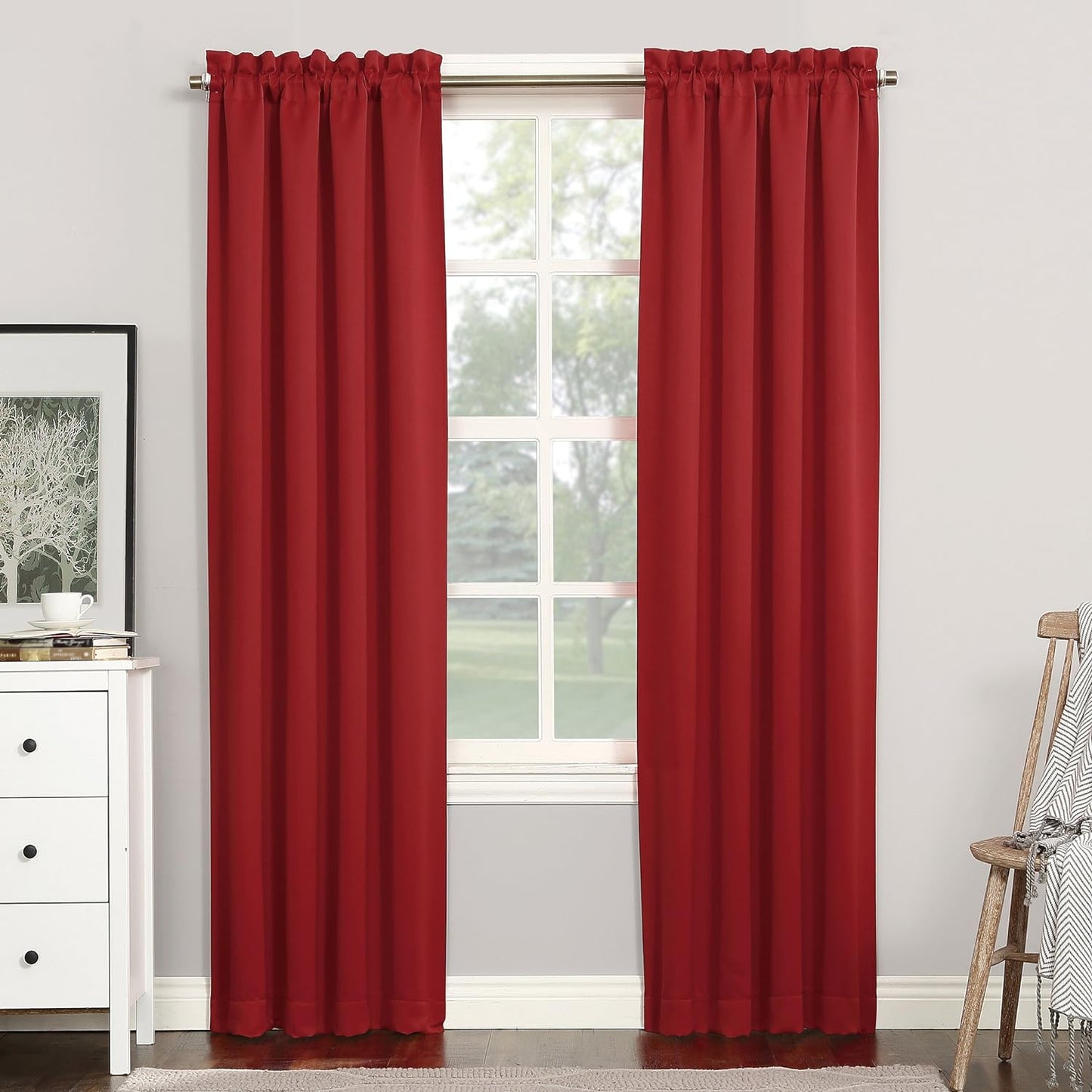 Sun Zero Easton Energy Saving Blackout Curtain Panel, 40" x 63", Red