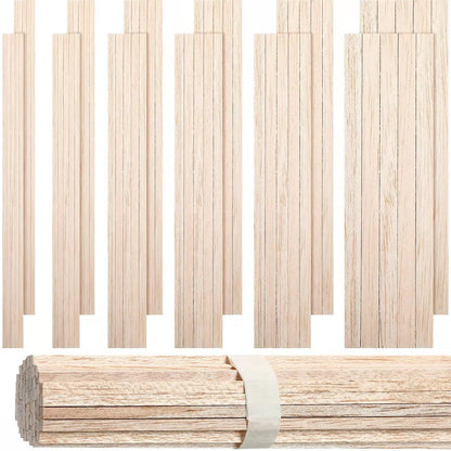 Yulejo 215 Pieces Balsa Wood Sticks Wooden Dowel Rods Square Hardwood Unfinished Wooden Strips for DIY Molding Crafts Projects Making(1/8, 3/16, 1/4, 5/16, 3/8, 1/2 Inch)