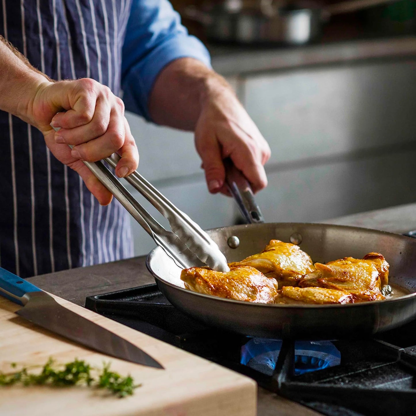 Misen 5-Ply Stainless Steel 10" Frying Pan - Professional Cookware for Induction, Gas and Electric - Dishwasher Safe, Oven Safe to 800°F - Durable, Versatile, Even Heating
