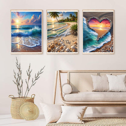 mrpwnle 6 Pack Diamond Art Kits for Adults, Landscape Diamond Painting Kits for Adults, 5D DIY Round Full Drill Gem Art Diamonds Dots Crafts, Home Decor Gift 12x16in (Beach, Sunset, Sunny)