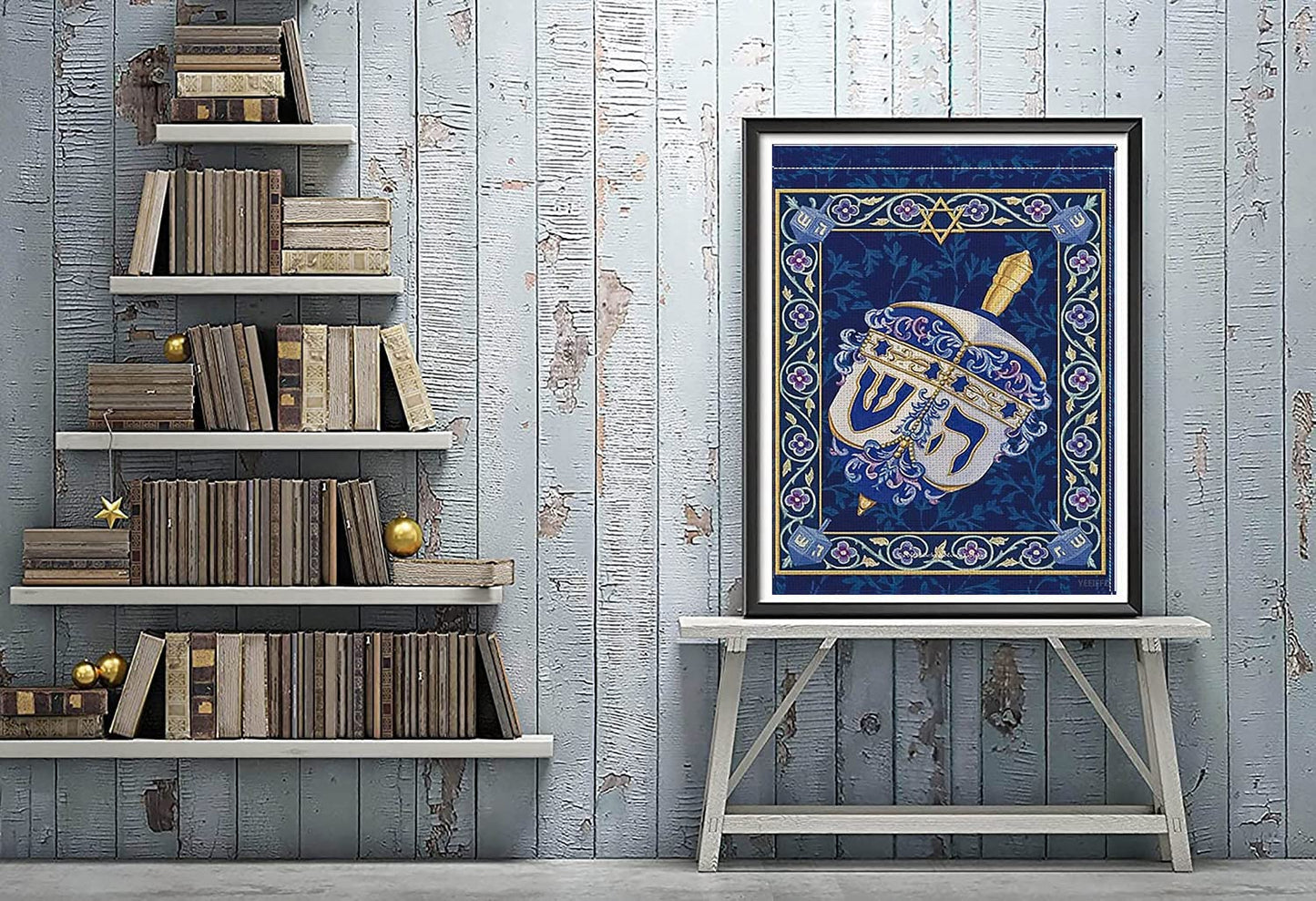 DIY Diamond Painting Full Round Drill Kits for Adults Hanukkah Star of David Jewish 12x16 inch