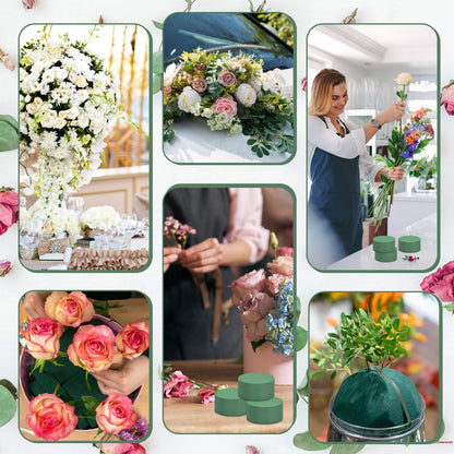 24 PCS Round Floral Foam Blocks,Green Wet Foam Block,Dry Floral Foam,Wet Florist Block Flower Arrangement Supplies for Wedding Aisle Flowers,Arty Decoration,Party
