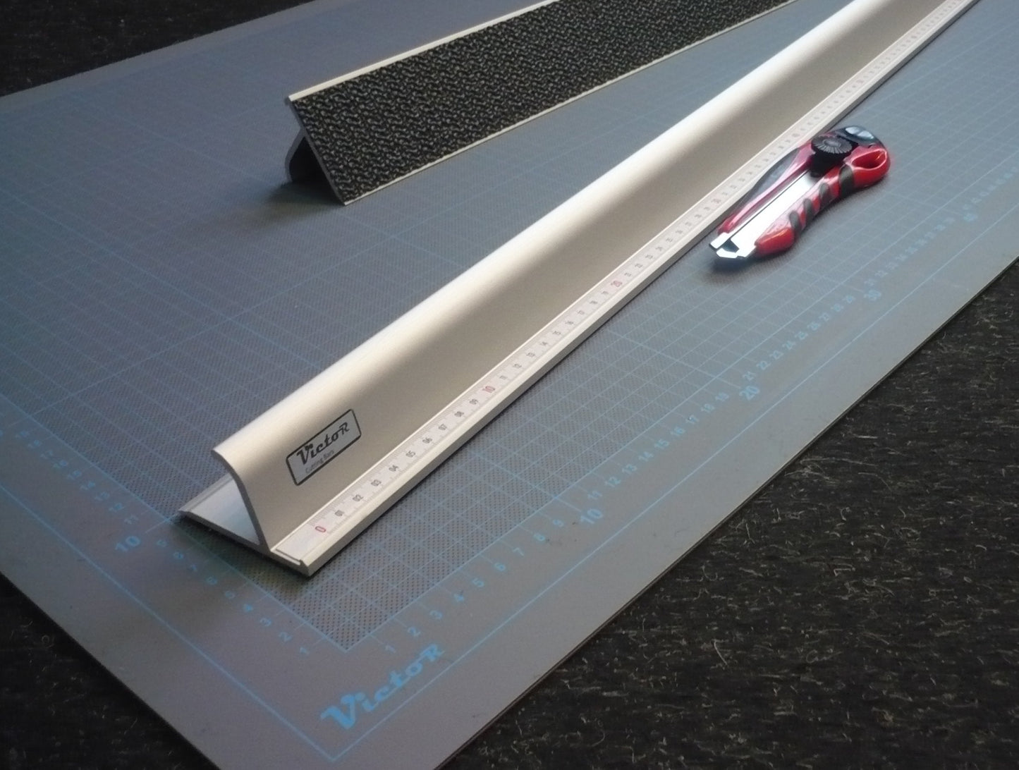 Victor 24-Inch Professional Aluminum Safety Ruler with Finger Guard Edge and Non-Slip Base – Precision Cutting Tool for Craft Projects – Durable Safety Ruler