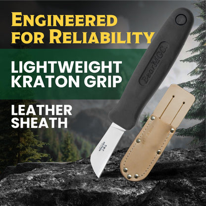 Bear & Son – Fixed 1.75" Splicer Utility Knife | 440 High Carbon Stainless Steel Sheepfoot Blade with Cushioned Kraton Grip | Compact Work, Shop & Everyday Use Fixed Blade Knife – Made in USA