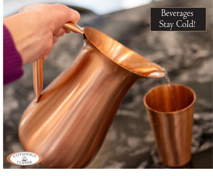 Cuyahoga Copper 100% Pure Copper Beverage Pitcher – 64 oz Luxury Smooth Finish – Beautiful 8” Tall Drinkware – Includes Premium Retail Packaging – Ideal for Home & Entertaining