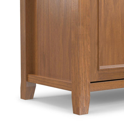 SIMPLIHOME Amherst TV Stand - 54 inch Wide Solid Wood Media Console in Medium Saddle Brown, Transitional Entertainment Center for Living Room for TVs up to 60 Inches with Shelves and Cable Management