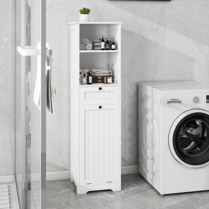 One Compartment One Drawer Tilt Out Laundry Sorter Cabinet White